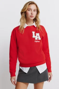 Sale Springfield Sweat-shirt "L.A" rouge