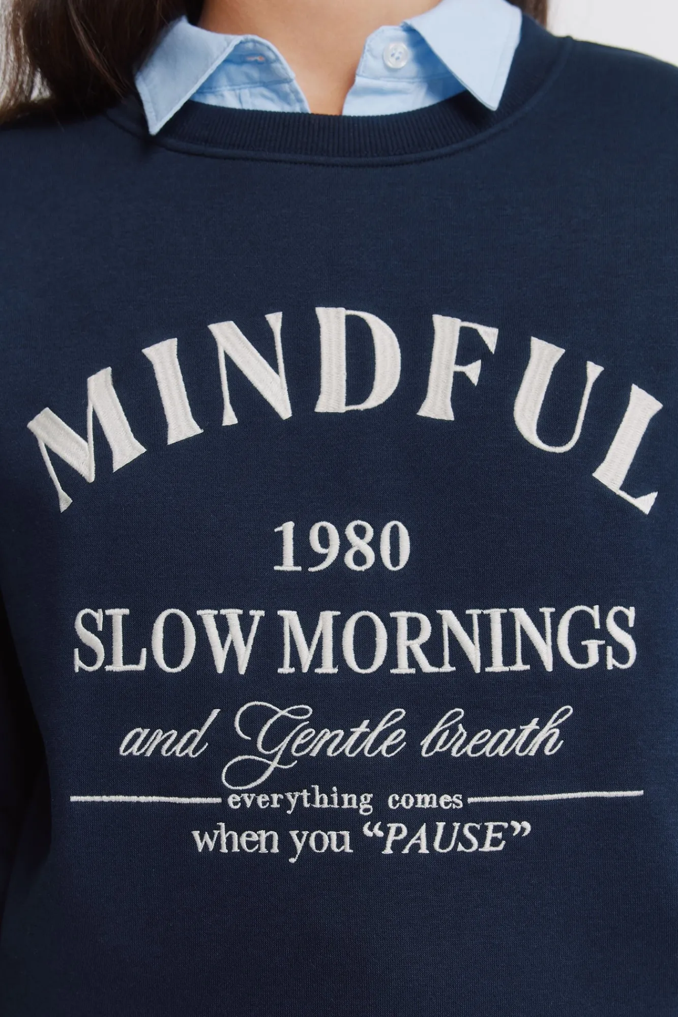 Hot Springfield Sweat-shirt "Mindful" bleu