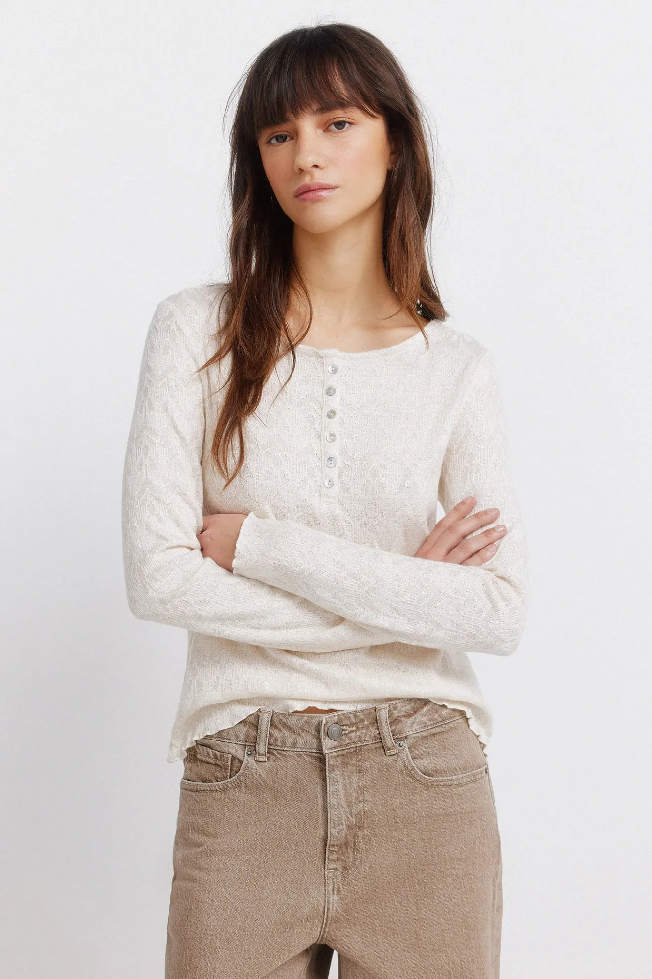 Outlet Springfield T-shirt à bords ondulés marron