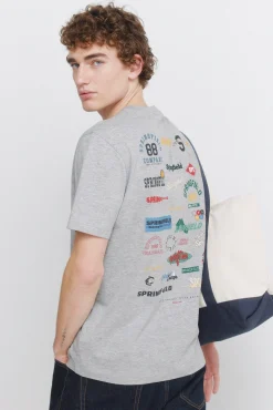 Hot Springfield T-shirt à logos chiné gris