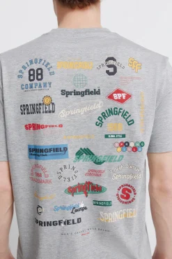Hot Springfield T-shirt à logos chiné gris