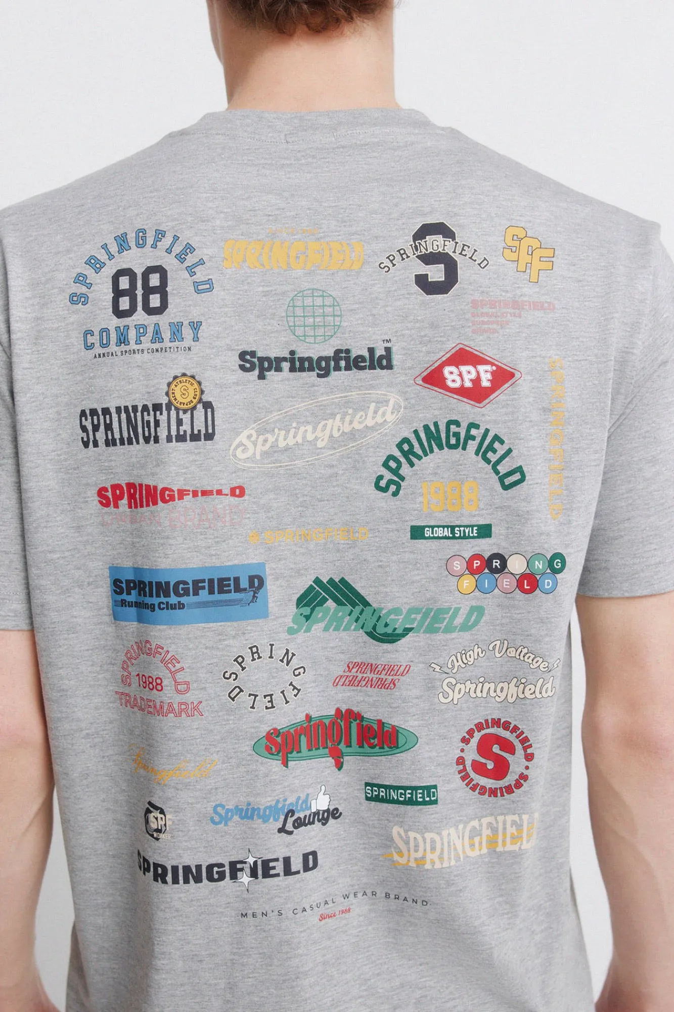 Hot Springfield T-shirt à logos chiné gris