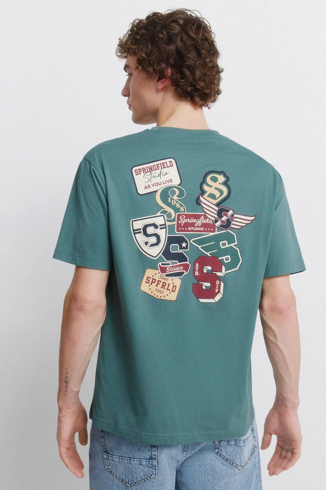 Hot Springfield T-shirt à logos bleu