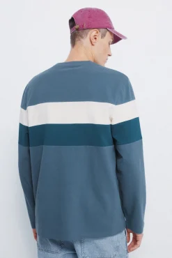 Springfield T-shirt à manche longues en piqué découpé bleu