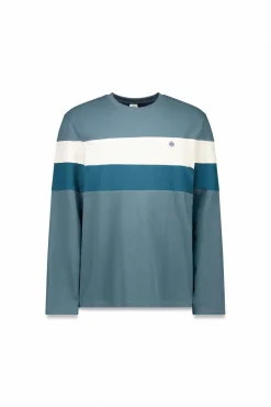 Springfield T-shirt à manche longues en piqué découpé bleu