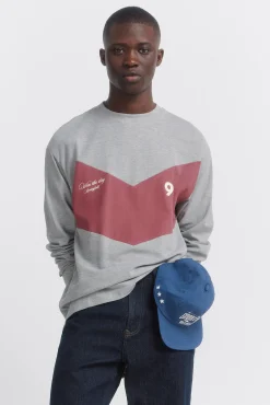 New Springfield T-shirt à manches longues en piqué coupe gris