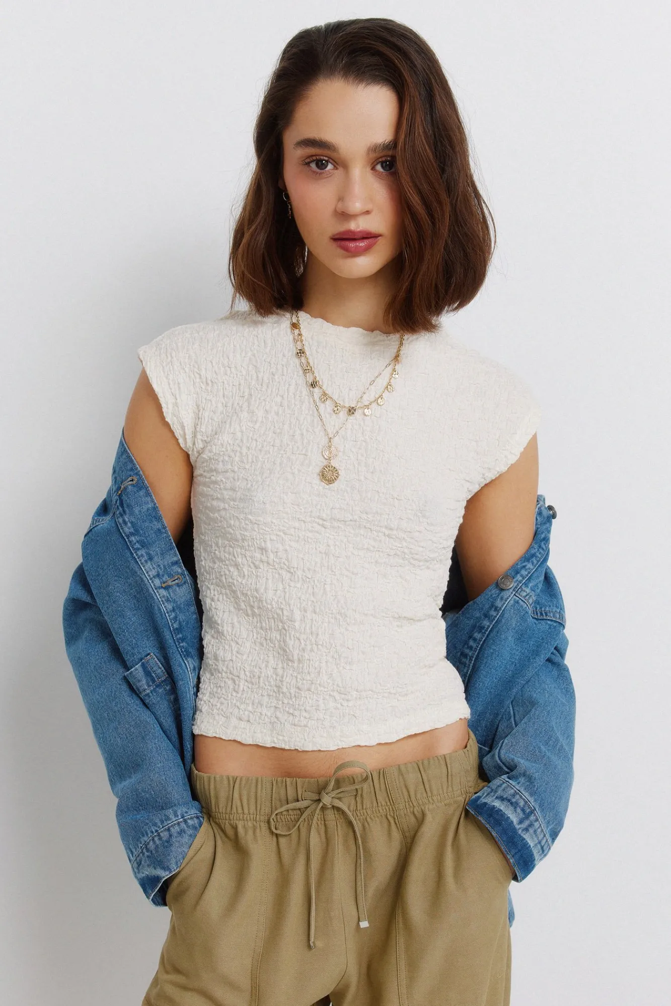 Outlet Springfield T-shirt à manches longues structuré marron