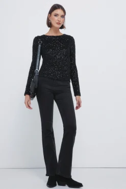 Springfield T-shirt à paillettes noir