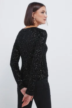 Springfield T-shirt à paillettes noir