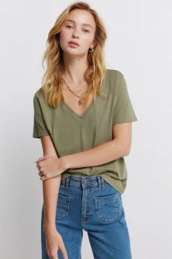 Online Springfield T-shirt basique en coton col en V