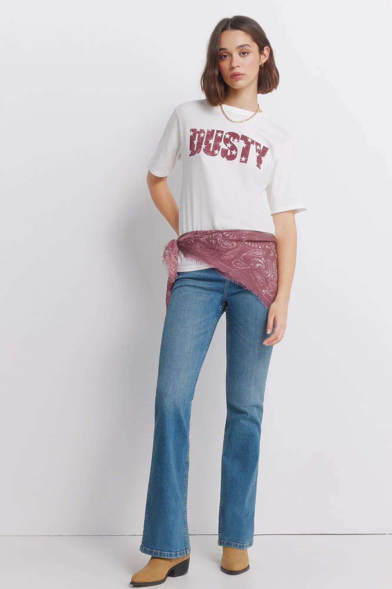 Clearance Springfield T-shirt col côtelé effet délavé marron