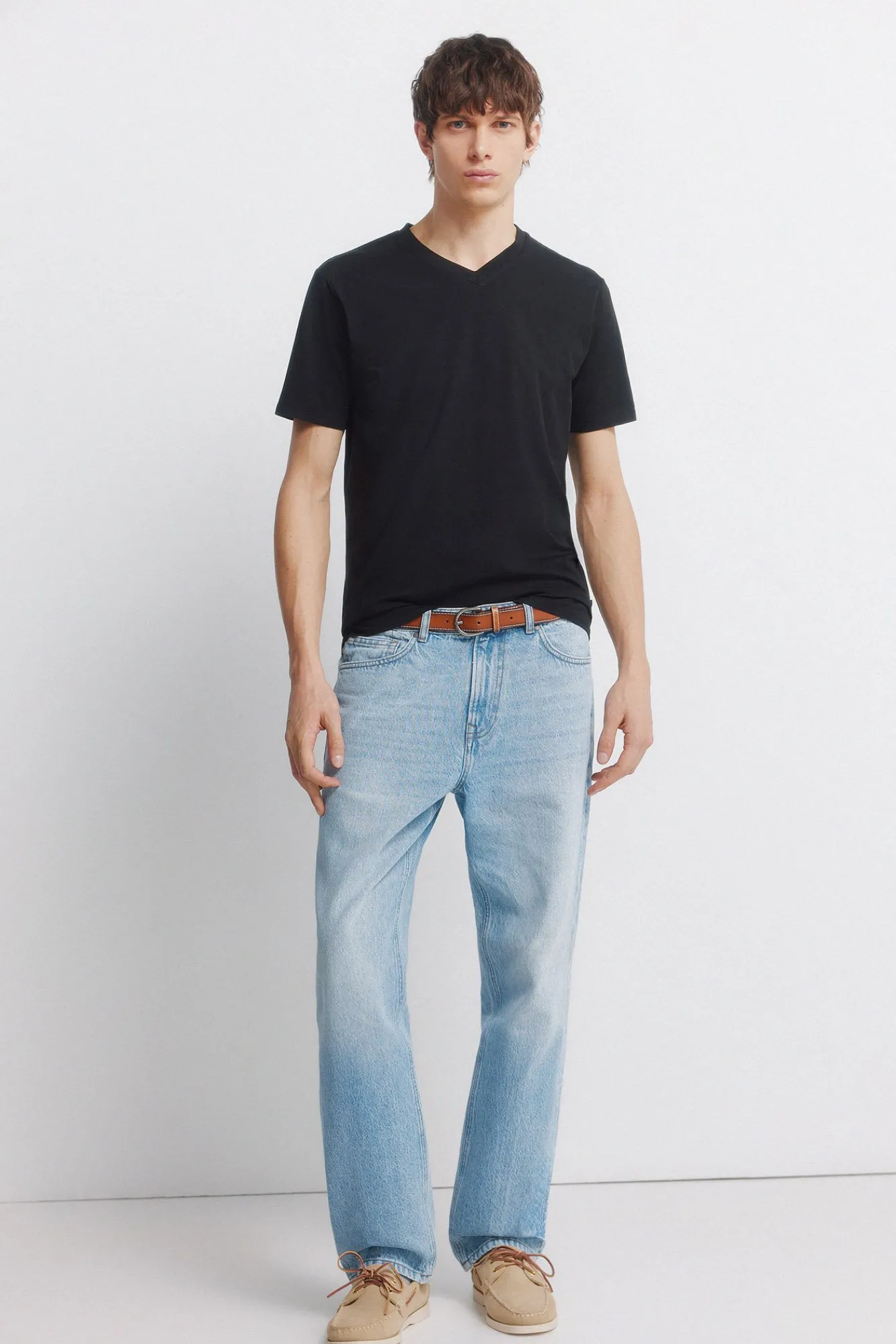 Sale Springfield T-shirt col en V coupe slim en lycra