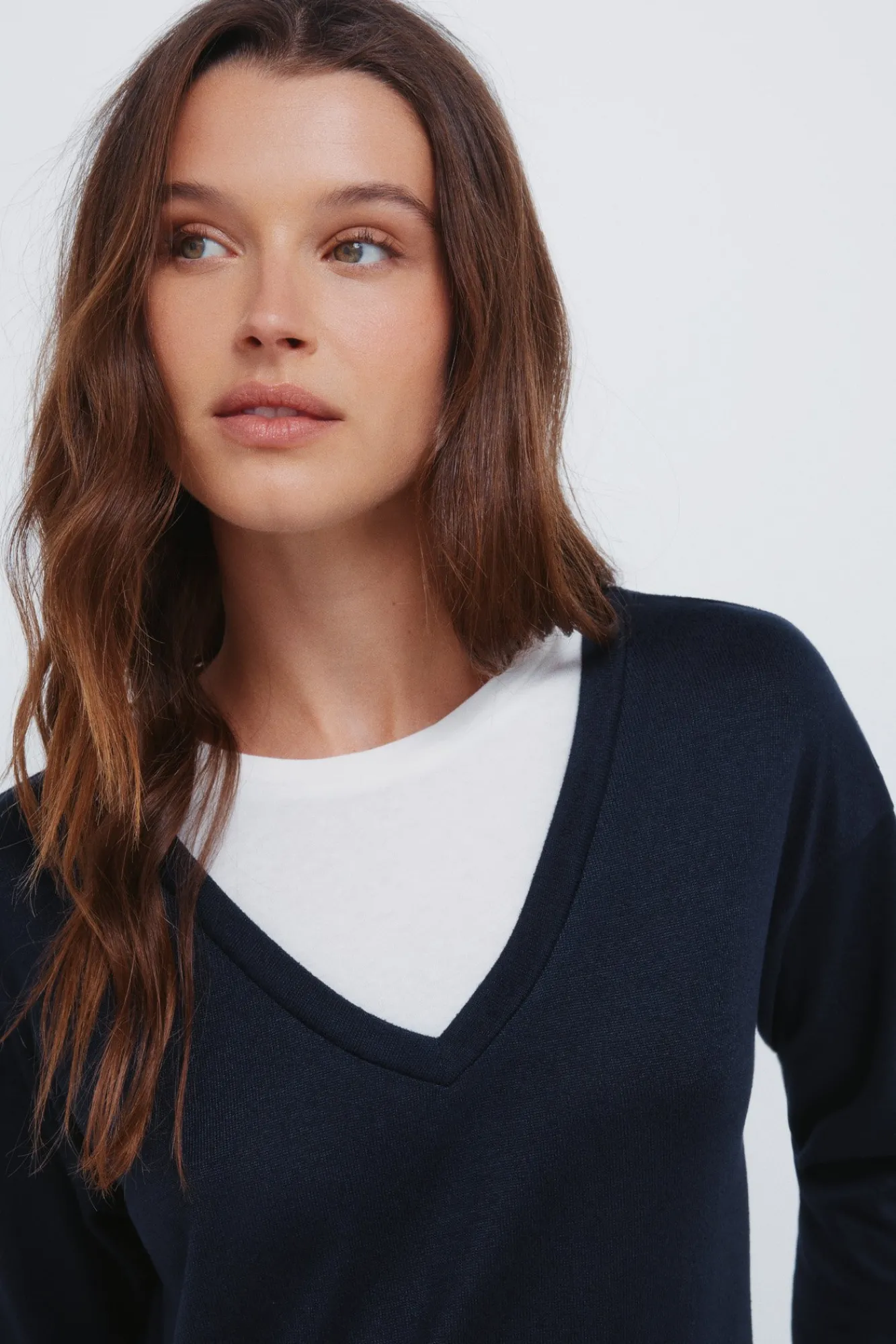 Hot Springfield T-shirt col V combiné bleu