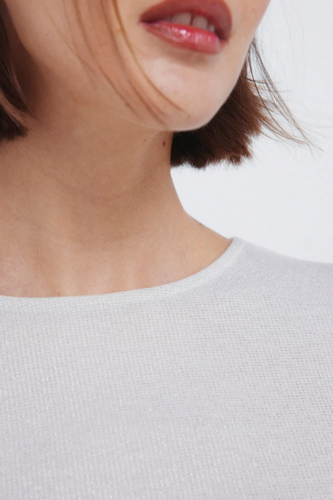 New Springfield T-shirt décolleté dos en lurex gris