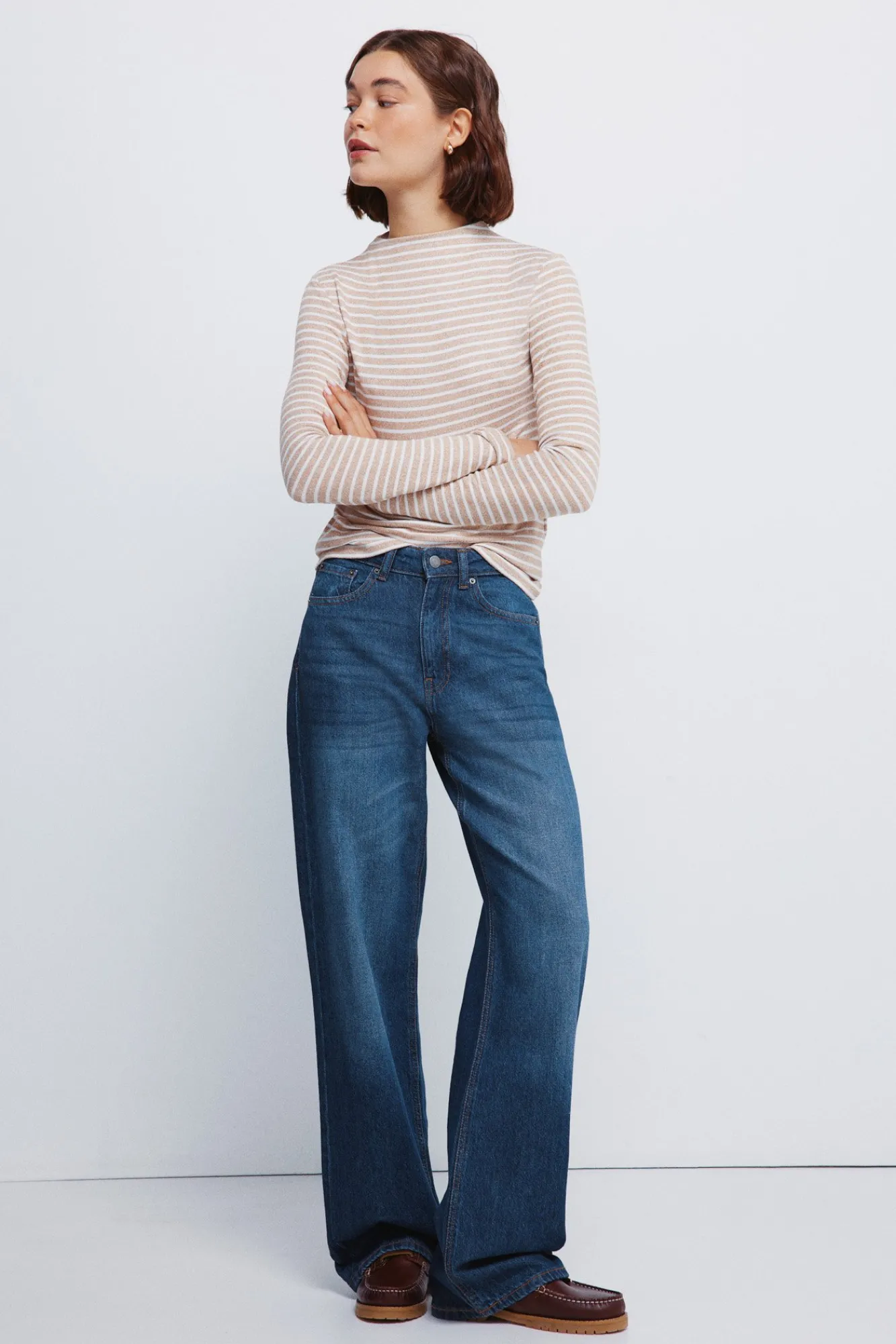 Outlet Springfield T-shirt doux au toucher col Perkins nude