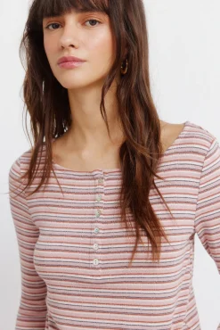 Online Springfield T-shirt manches longues &agrave; rayures rose