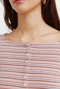 Online Springfield T-shirt manches longues &agrave; rayures rose