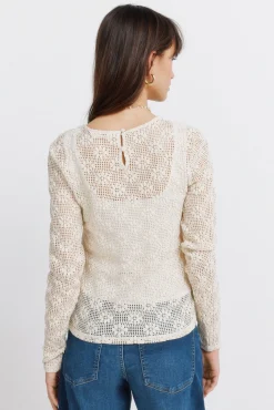 Online Springfield T-shirt manches longues en maille marron