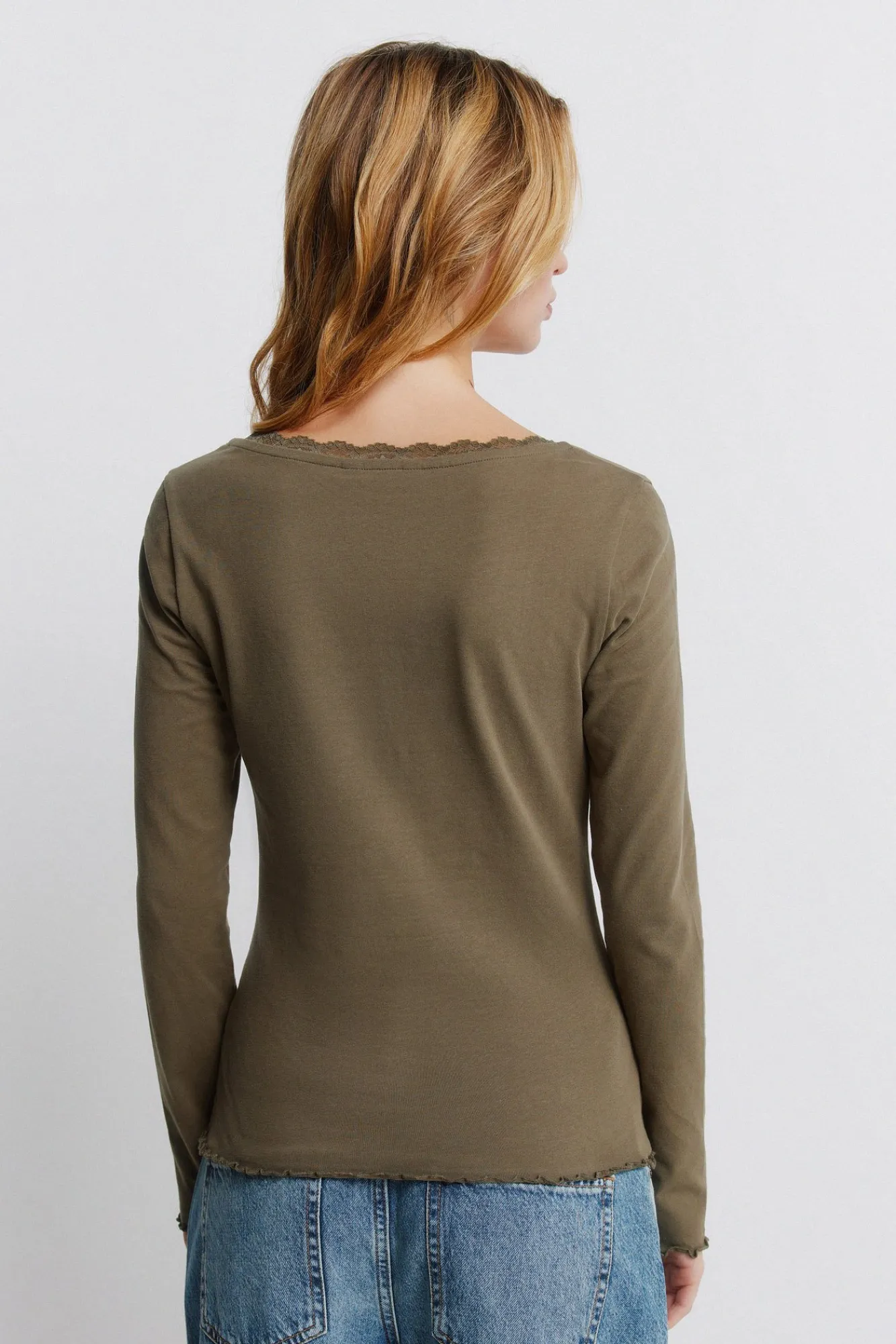Outlet Springfield T-shirt manches longues en dentelle