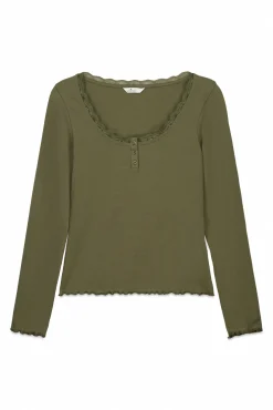 Outlet Springfield T-shirt manches longues en dentelle