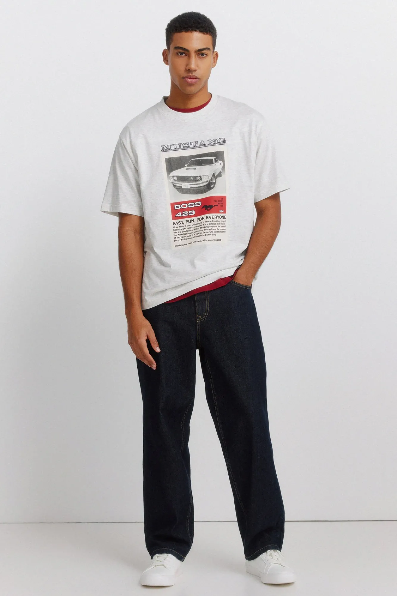 Outlet Springfield T-shirt Mustang Boss 429 gris