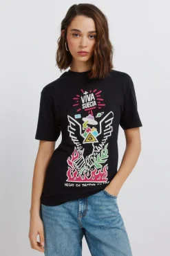 Best Springfield T-shirt Viva Suecia noir