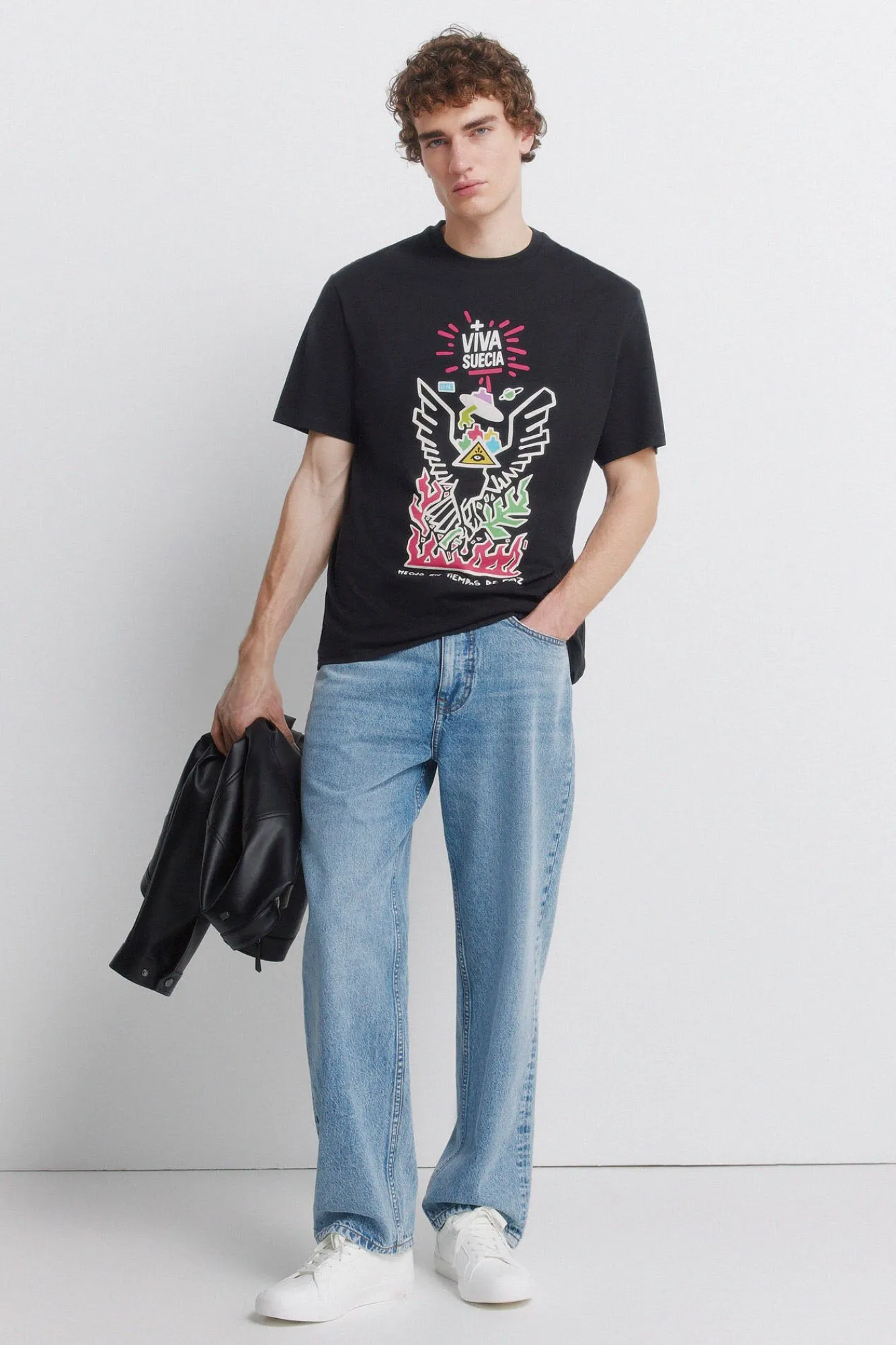 Best Springfield T-shirt Viva Suecia noir