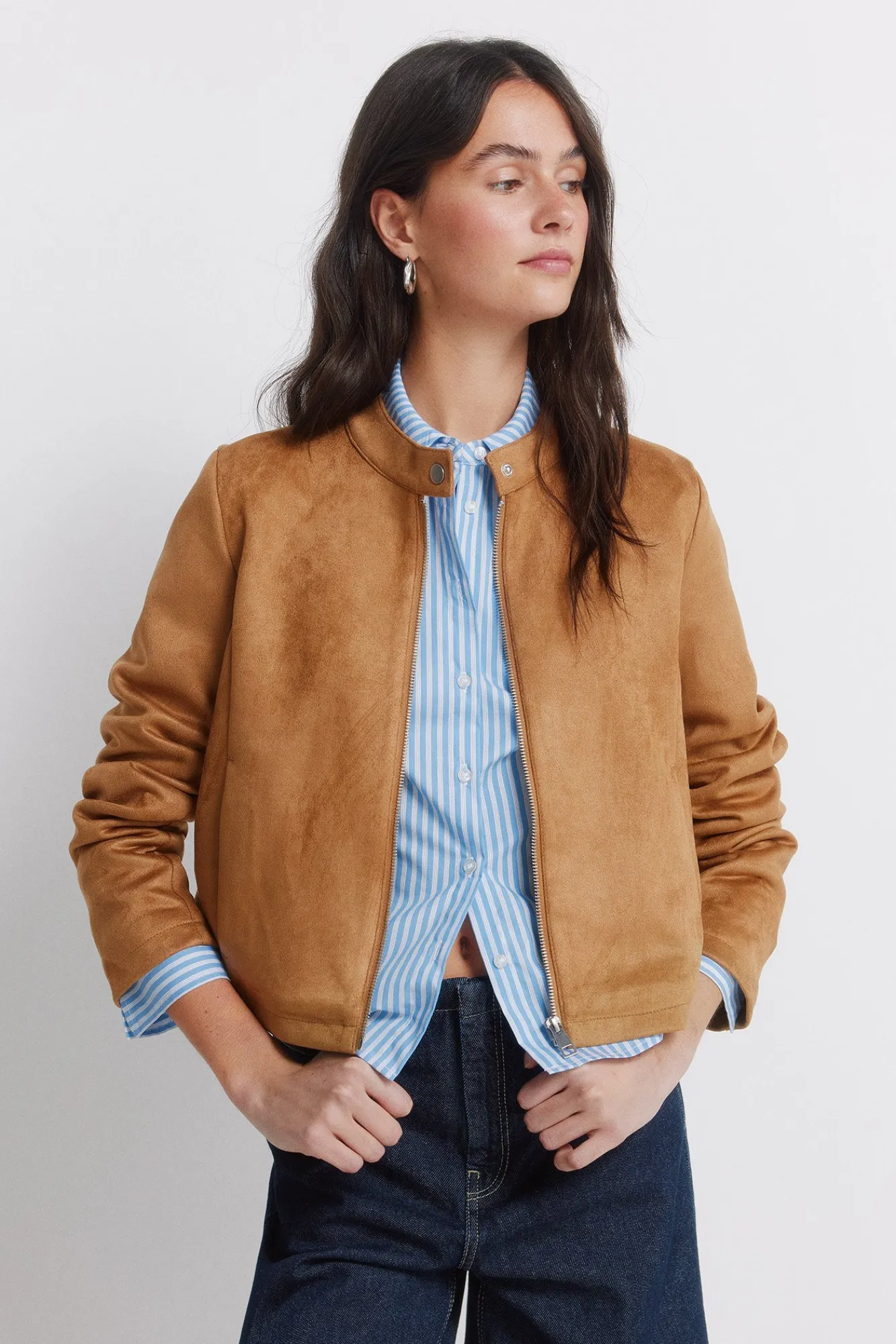Sale Springfield Veste courte en daim synthétique nude