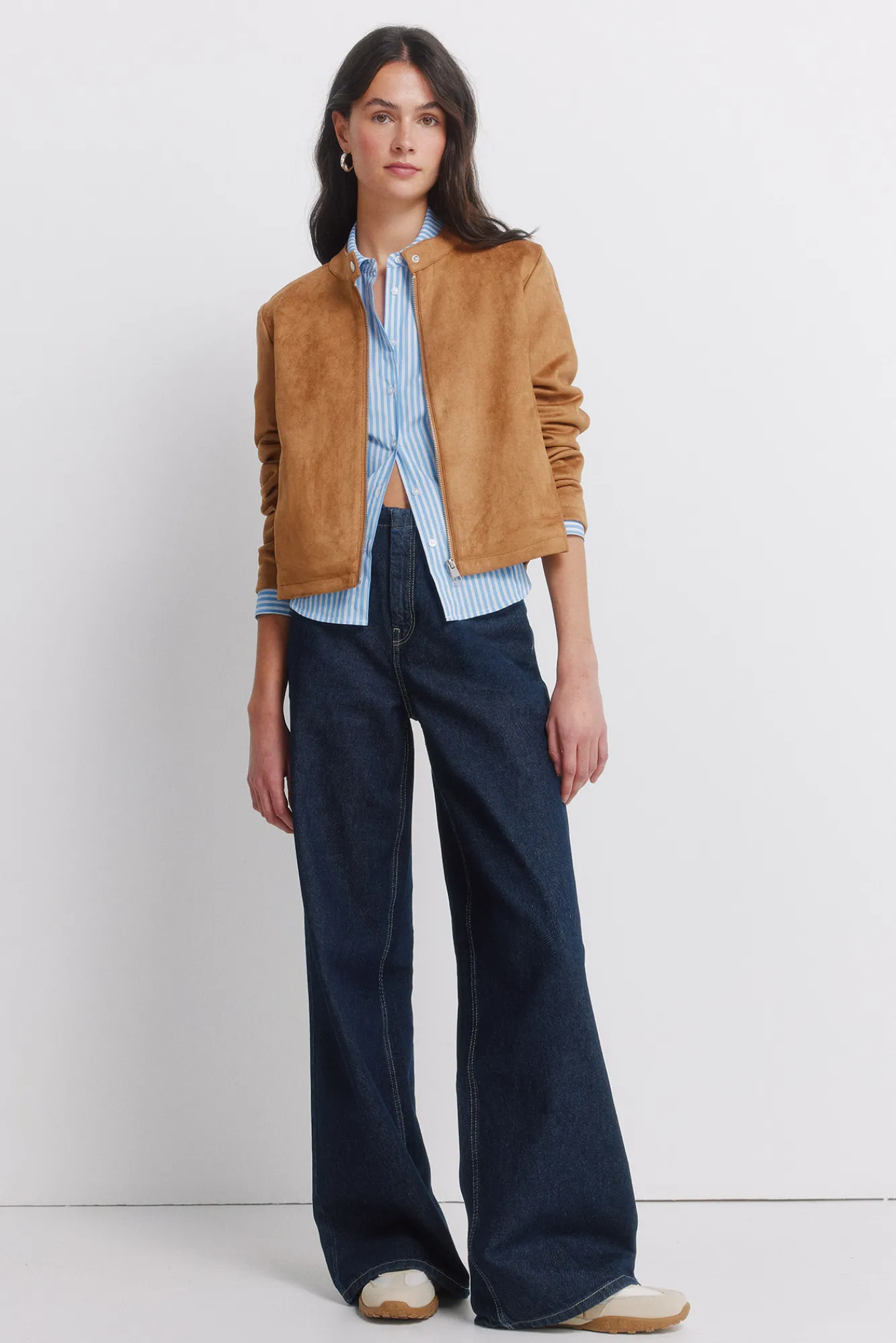 Sale Springfield Veste courte en daim synthétique nude