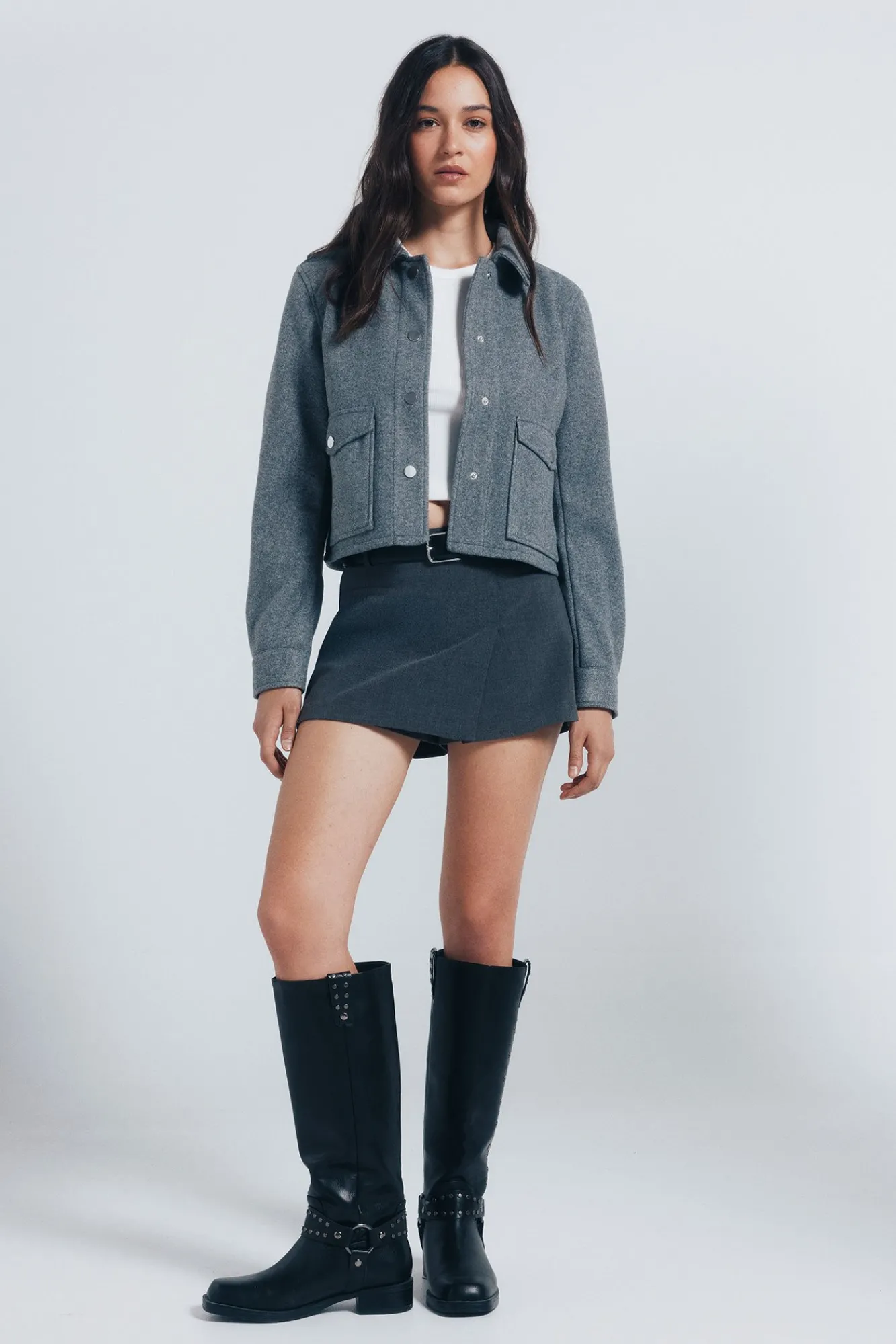 Best Springfield Veste courte en peluche gris
