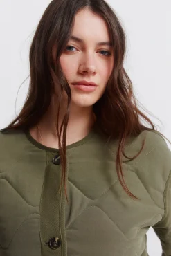 Springfield Veste courte matelass&eacute;e verte beige