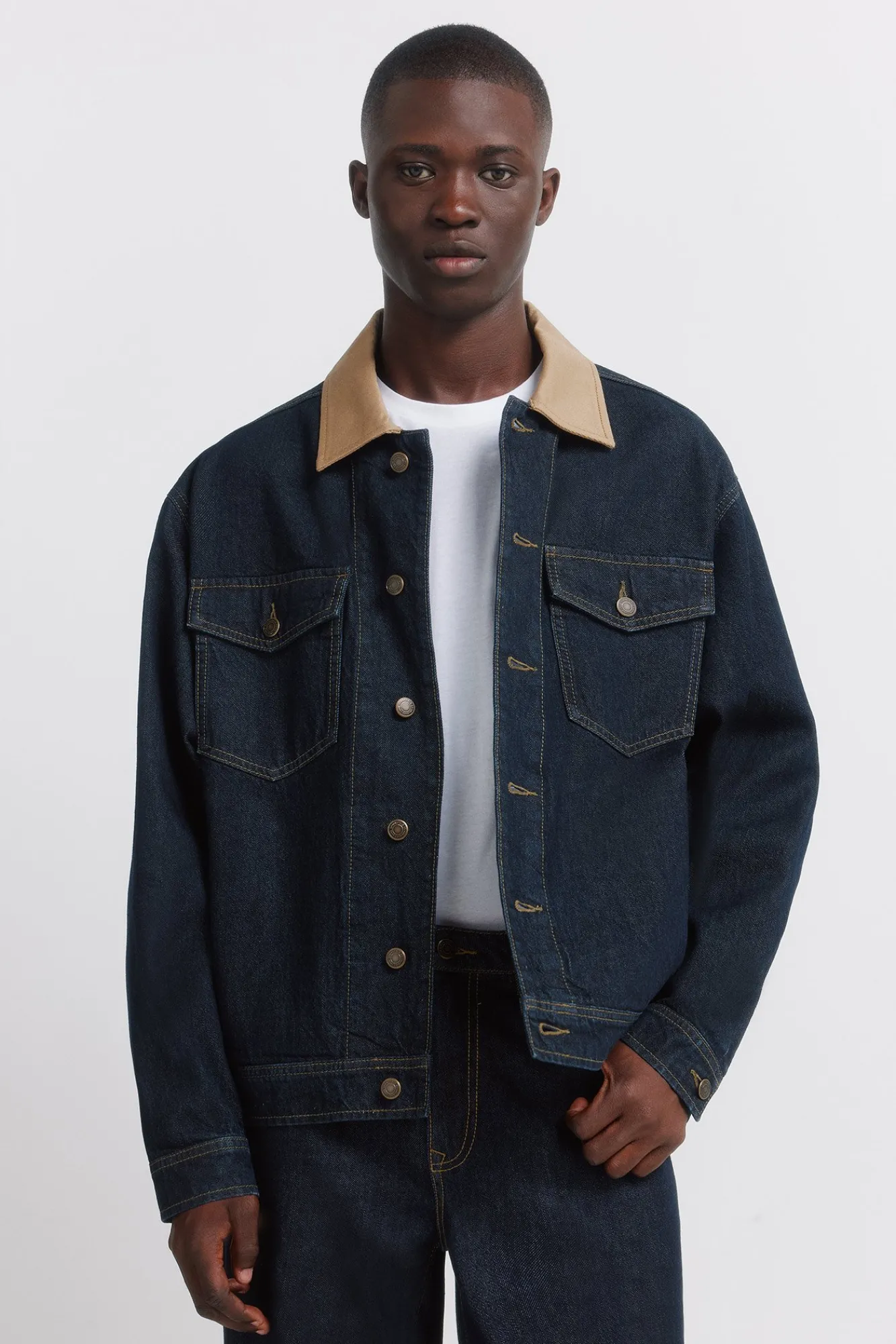 Discount Springfield Veste en jean oversize avec col contrasté bleu
