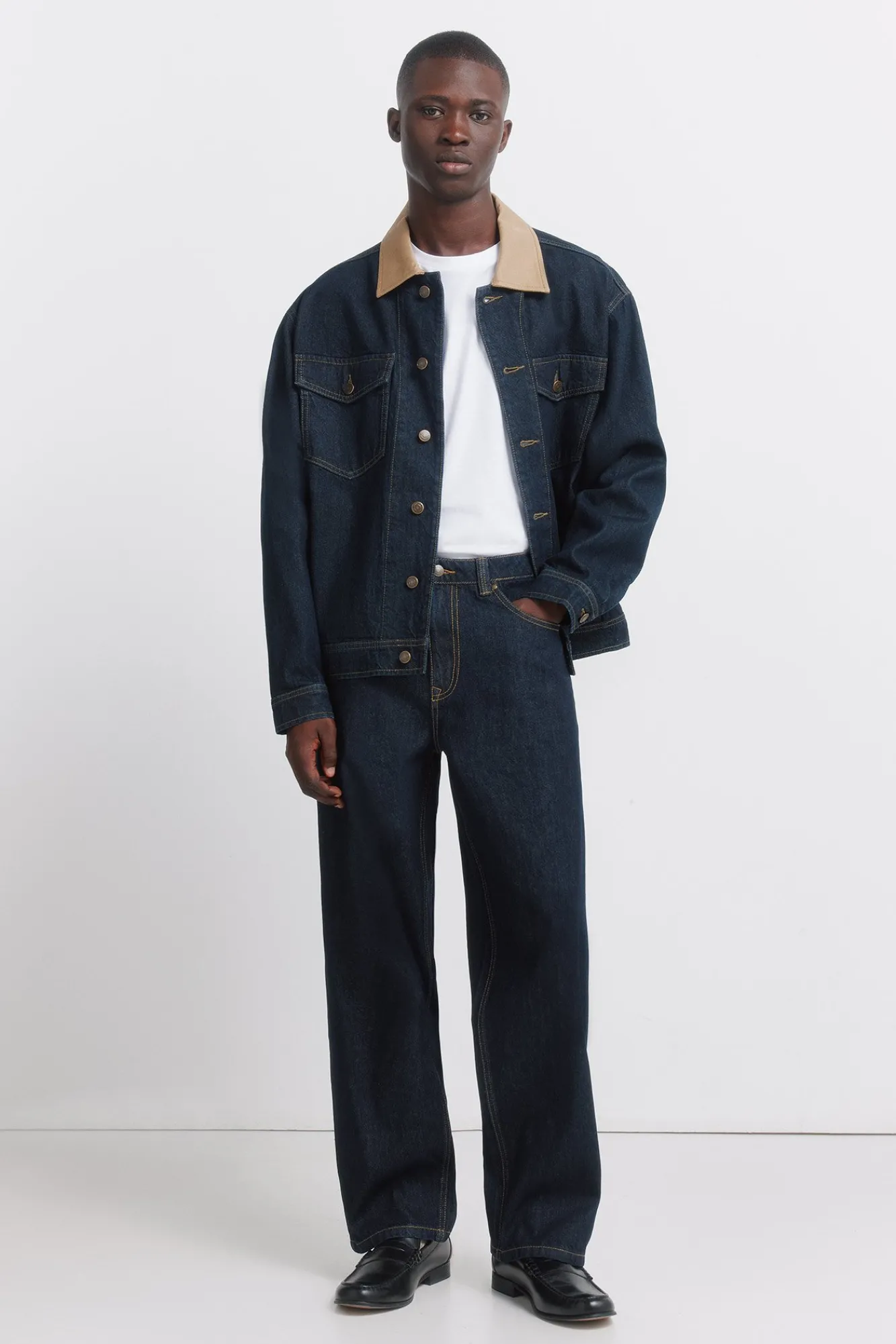 Discount Springfield Veste en jean oversize avec col contrasté bleu