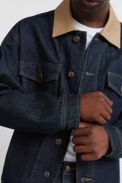 Discount Springfield Veste en jean oversize avec col contrasté bleu