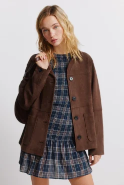 Discount Springfield Veste simili daim poches vison